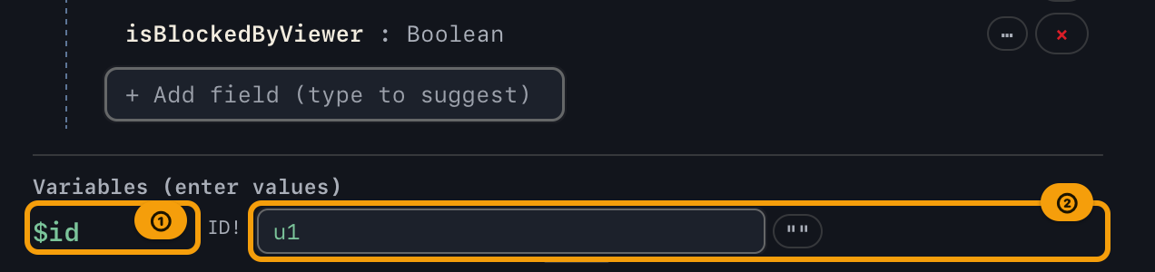 The variable list below the tree when the input mode is Variables