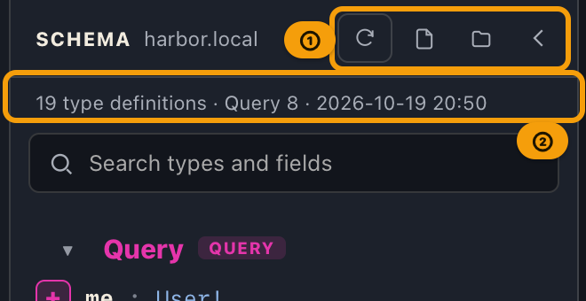 The schema panel after a successful import, with the import buttons beside the heading and the summary below