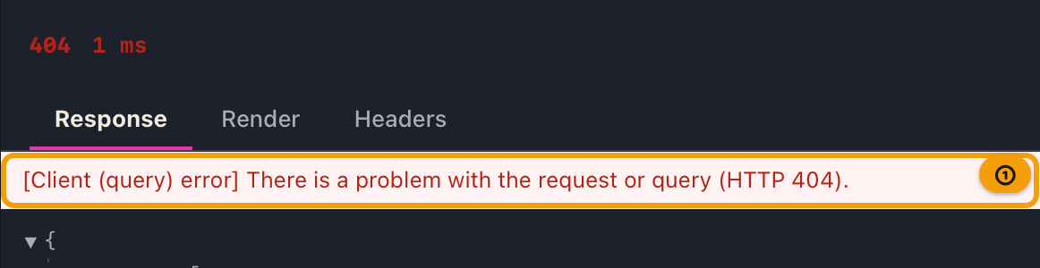 A client error after an HTTP 404 caused by a wrong URL path